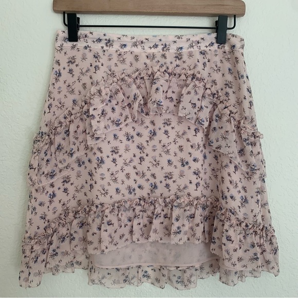 LoveShackFancy Silk Floral Ruffle Mini Skirt - Picture 3 of 9